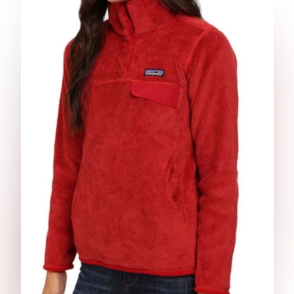 Patagonia Re-Tool Snap T Red Plush Fleece Pullover - Picture 2 of 8